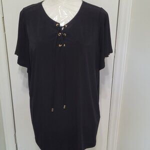 Liz Claiborne Career Woman Lace Up Flutter Sleeve Blouse